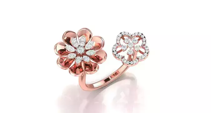 Solitaire Engagement Wedding Ring Open End Flower Ring