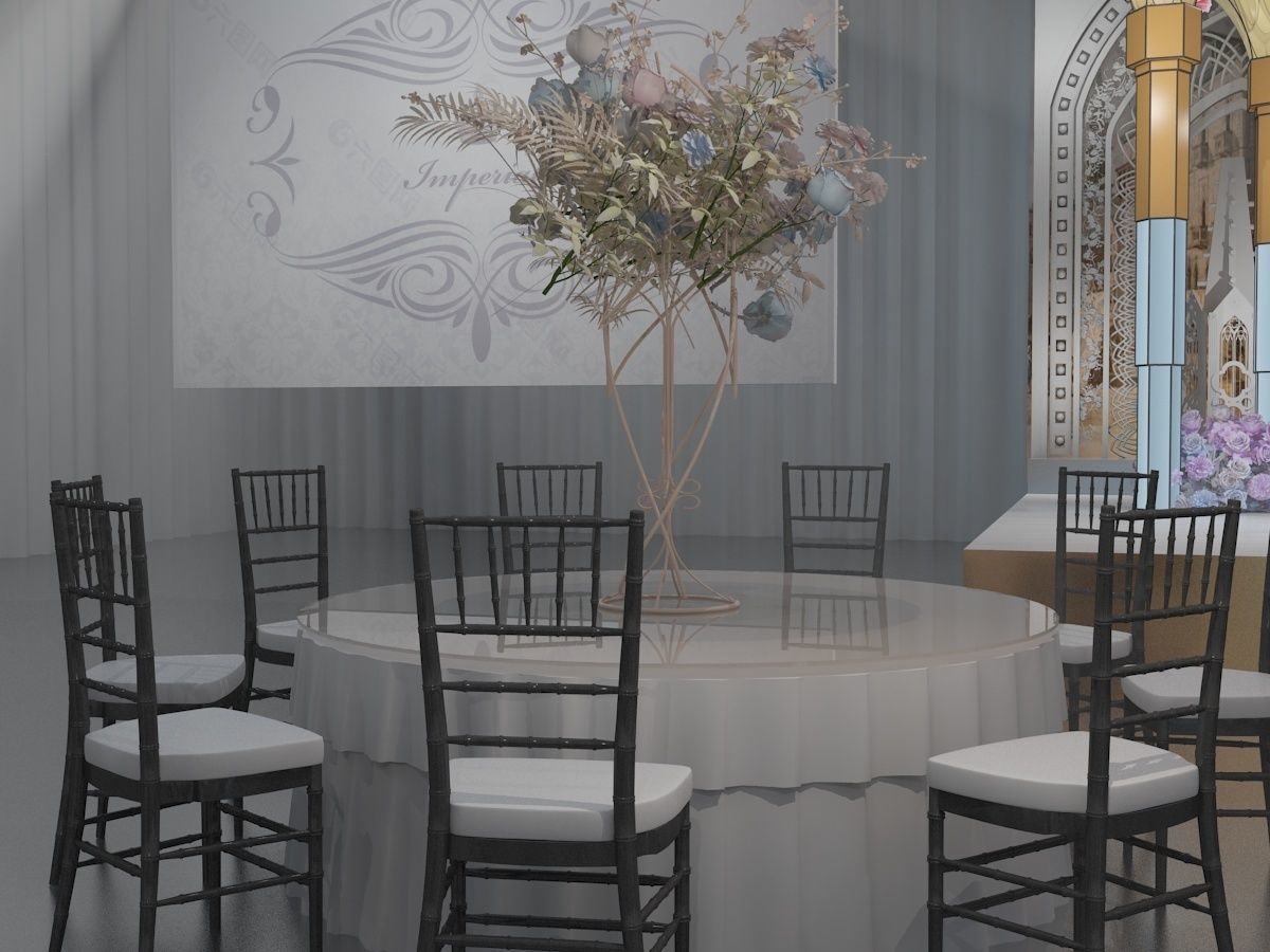  Wedding Banquet Hall 3 3D model_9