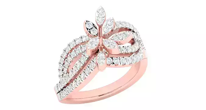 Solitaire Engagement Wedding Ring Cluster Flower Ring