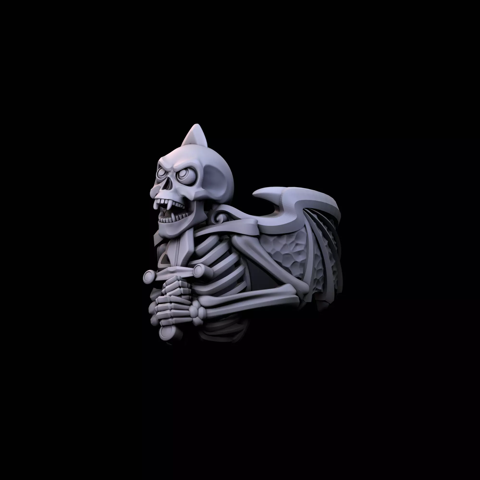 Ring Skeleton Skull 3D print model_0
