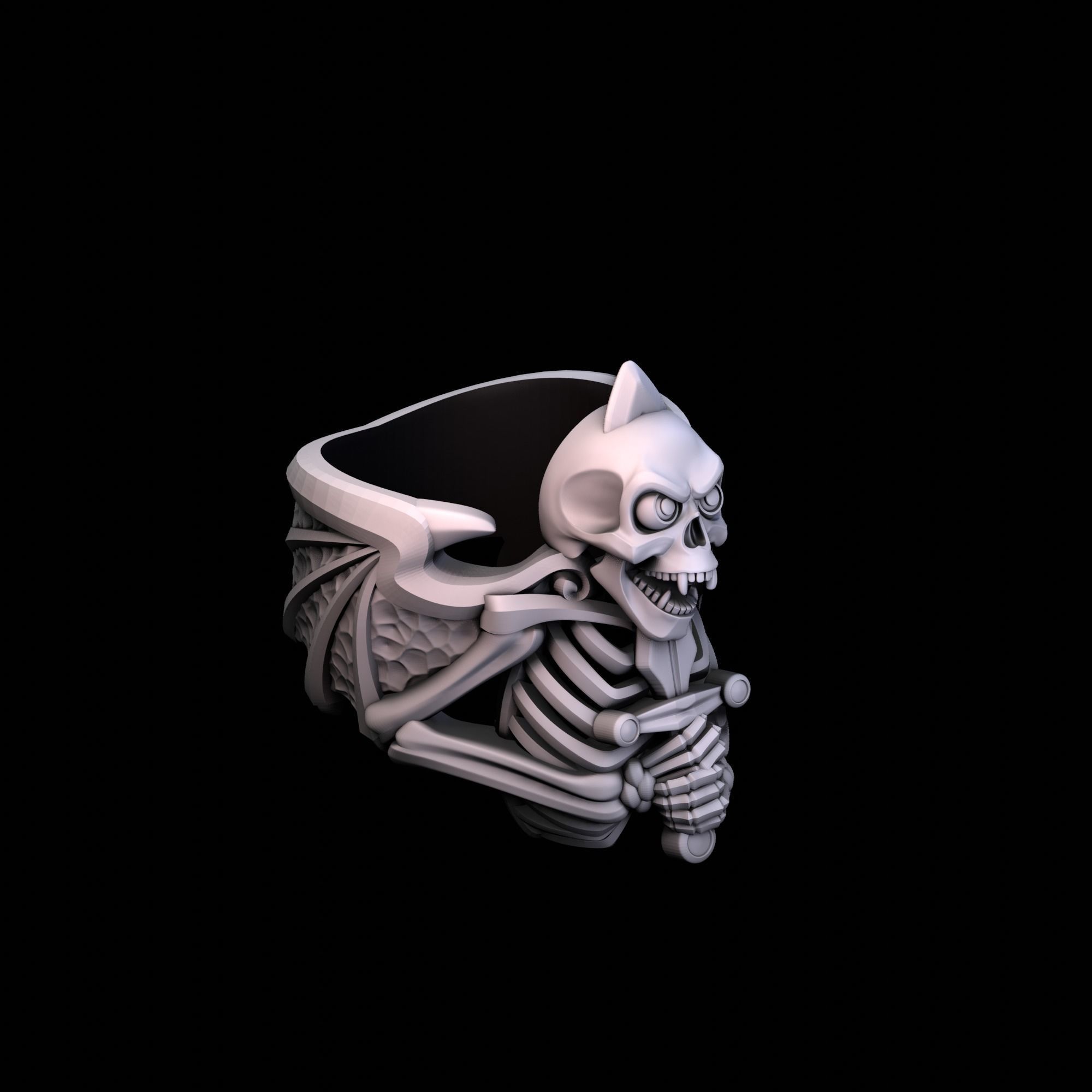 Ring Skeleton Skull 3D print model_2