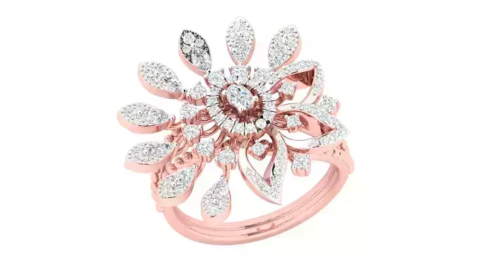 Solitaire Engagement Wedding Ring Cluster Flower Ring