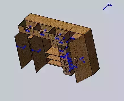 cupboart wooden cabinet with arrows
