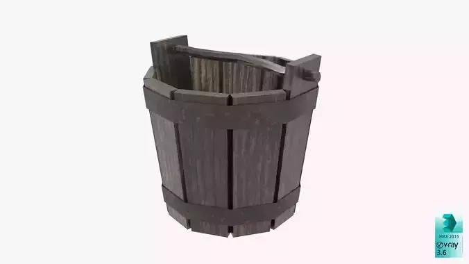 Medieval Wooden Bucket Free low-poly 3D model
