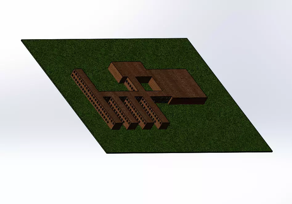 school wooden bench on grass 3D print model