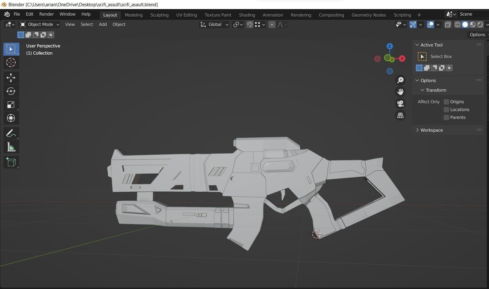 sci-fi Handgun Low-poly 3D model_5