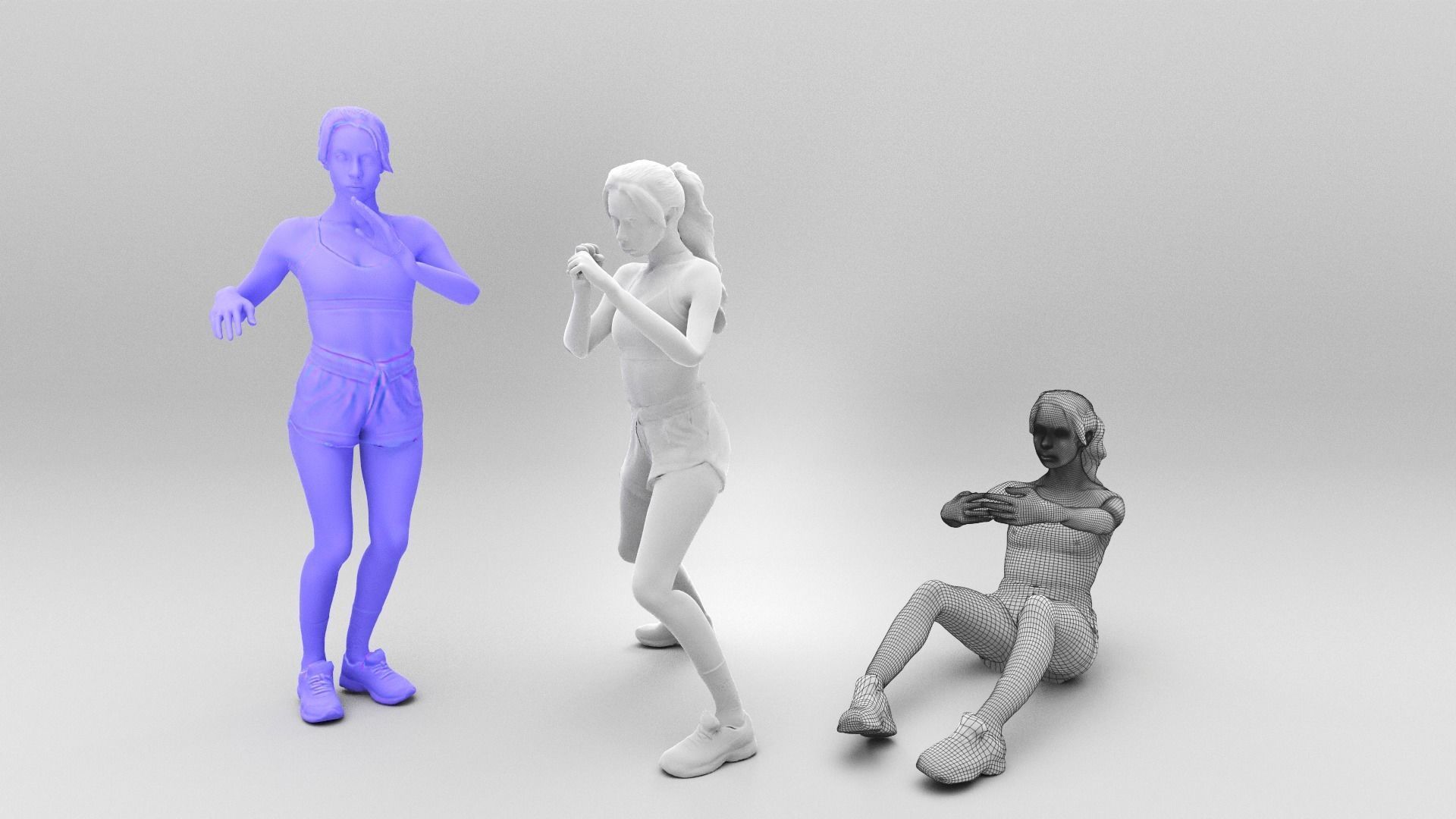 Animated woman sport 347 Low-poly 3D model_5