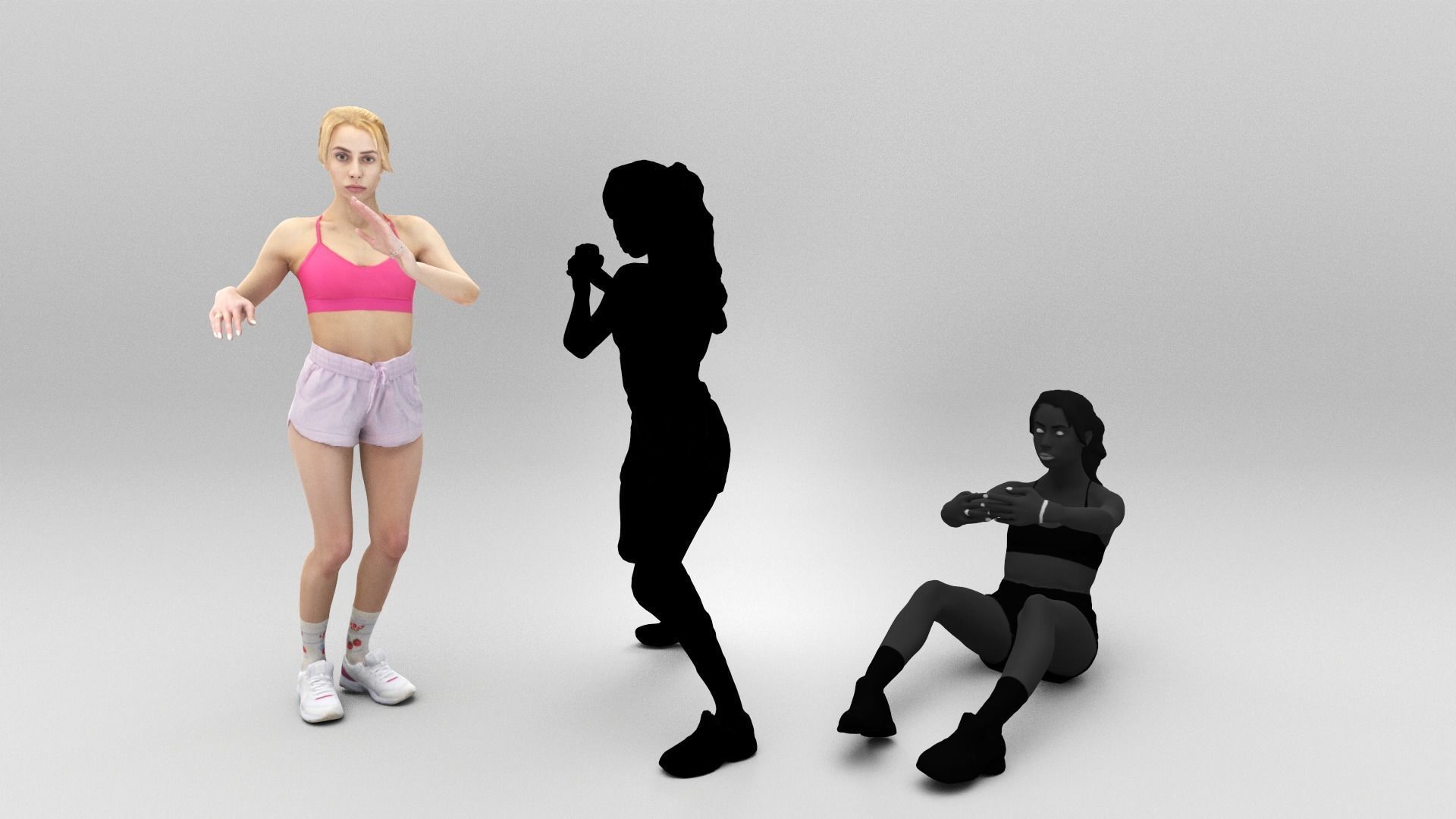 Animated woman sport 347 Low-poly 3D model_6