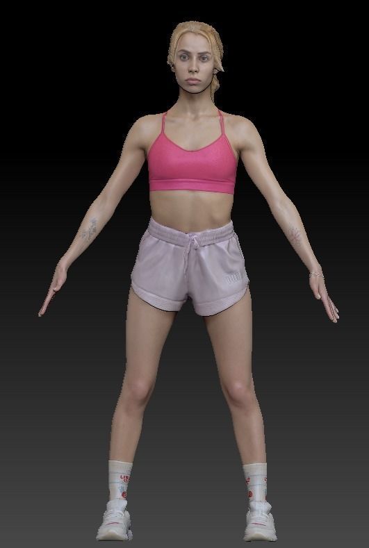 Animated woman sport 347 Low-poly 3D model_7