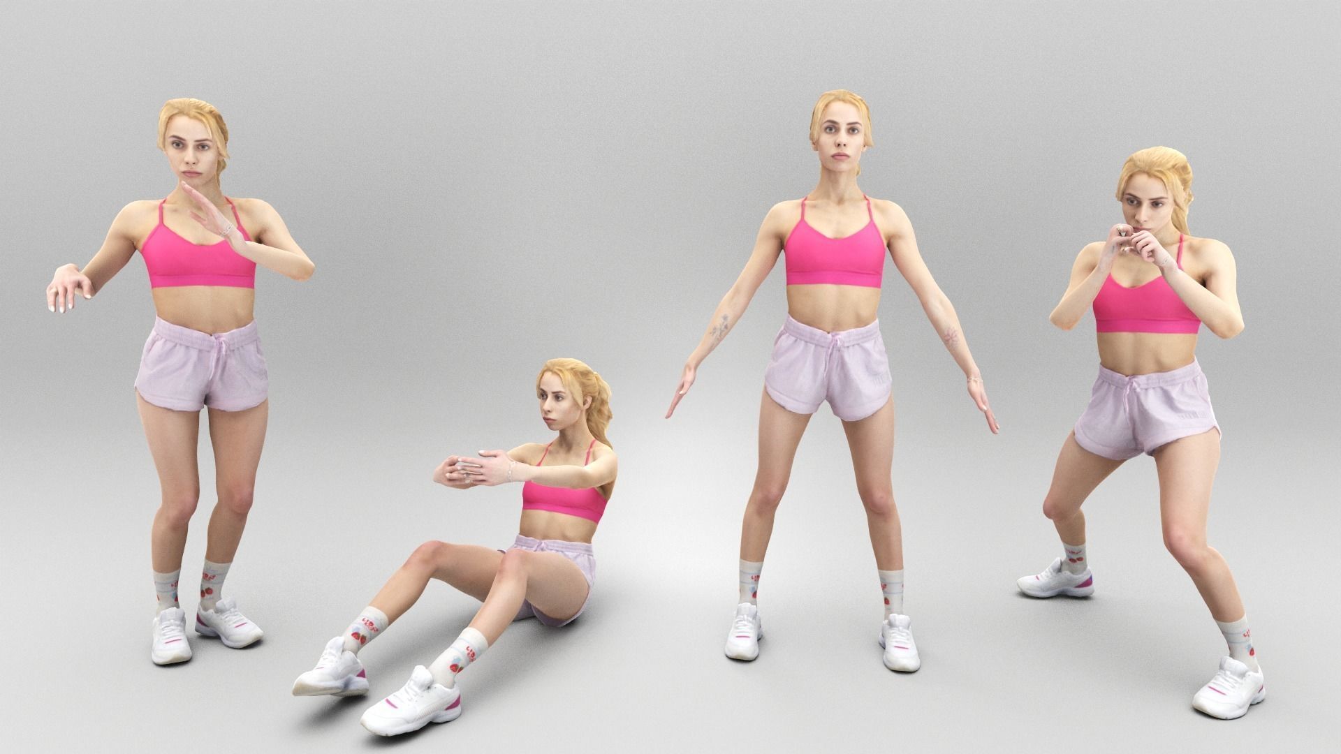 Animated woman sport 347 Low-poly 3D model_4