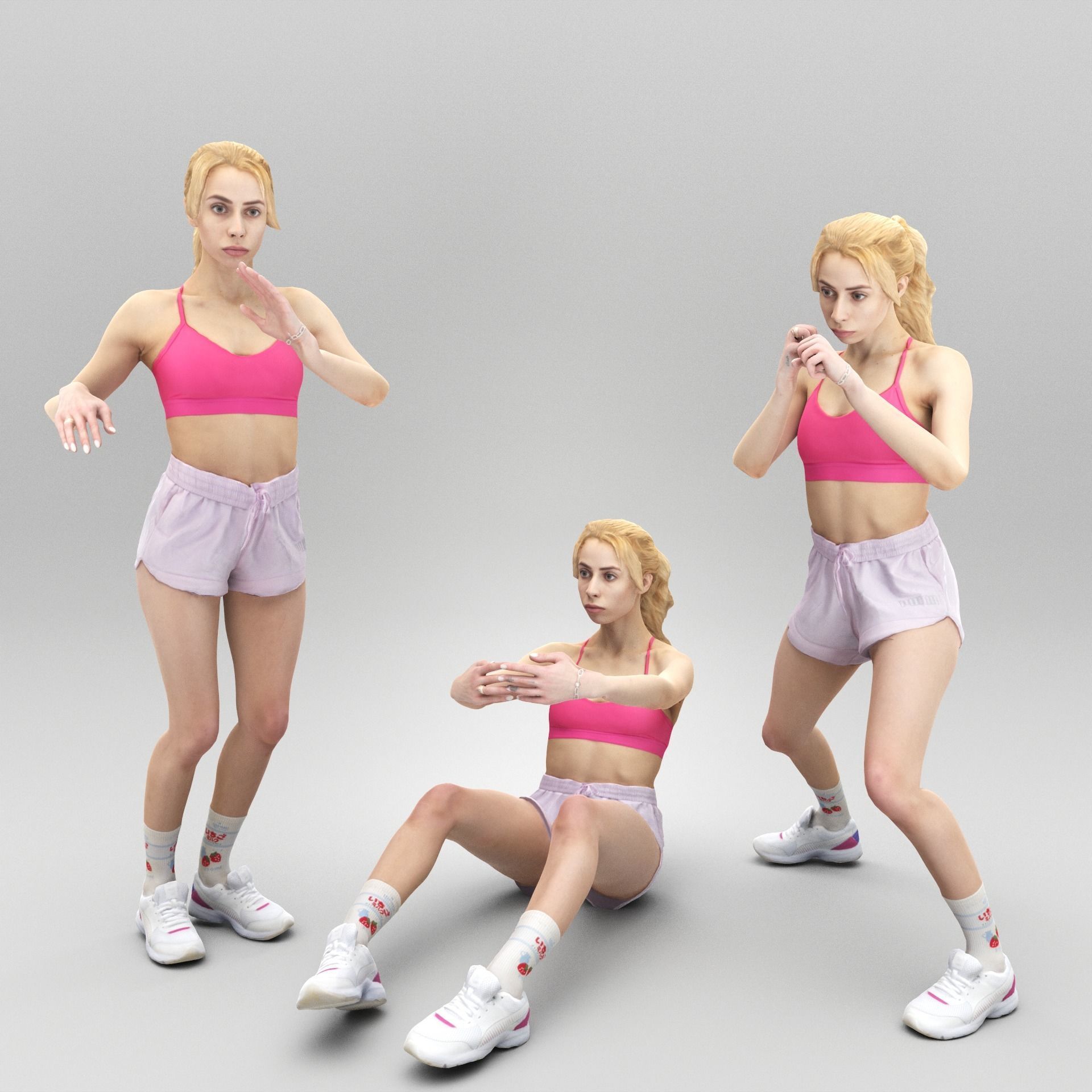 Animated woman sport 347 Low-poly 3D model_3