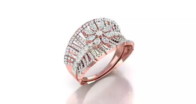 Solitaire Engagement Wedding Ring Cluster Flower Ring