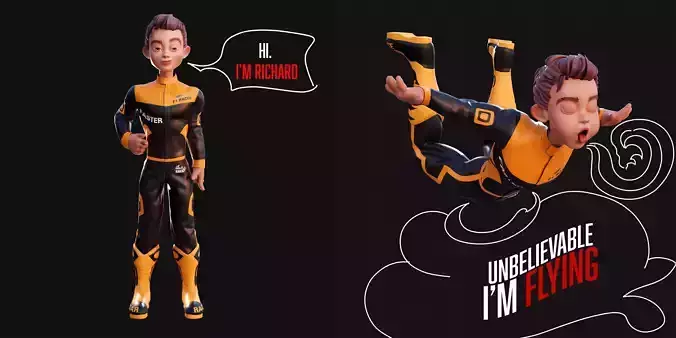 Rigged F1 Male Driver using BlenRig 6 Addon in Blender 3