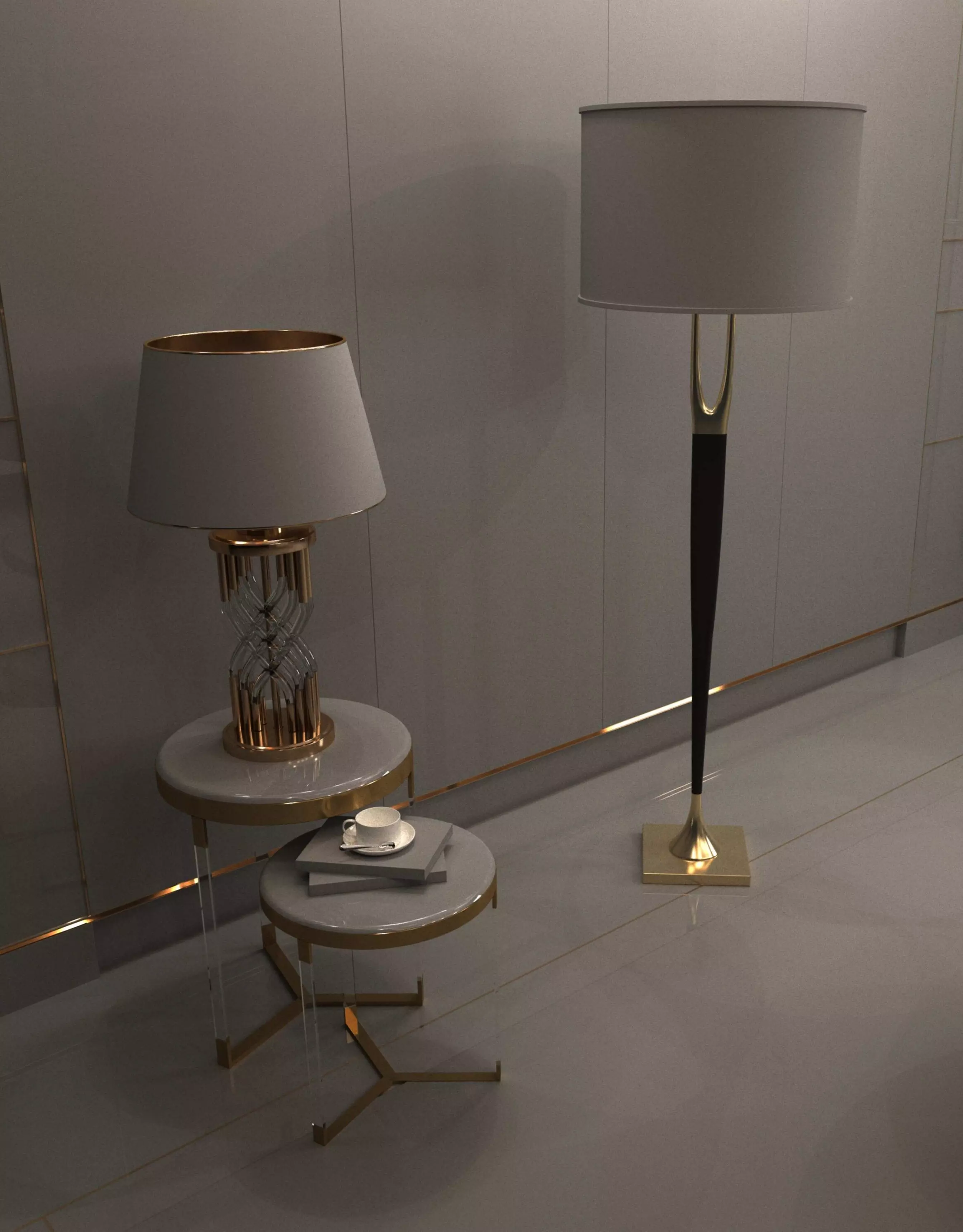 lampshade set floor lamp with shade Free 3D model