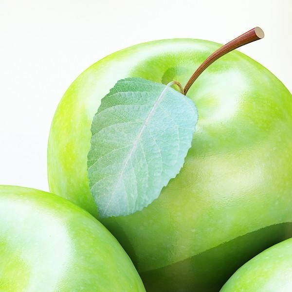 Green Apples in Decorative Metal Bowl 3D model_23