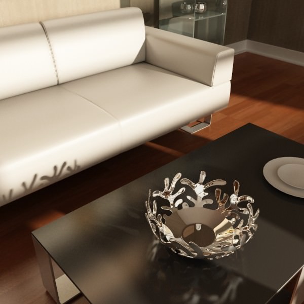 Green Apples in Decorative Metal Bowl 3D model_18