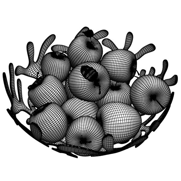 Green Apples in Decorative Metal Bowl 3D model_8