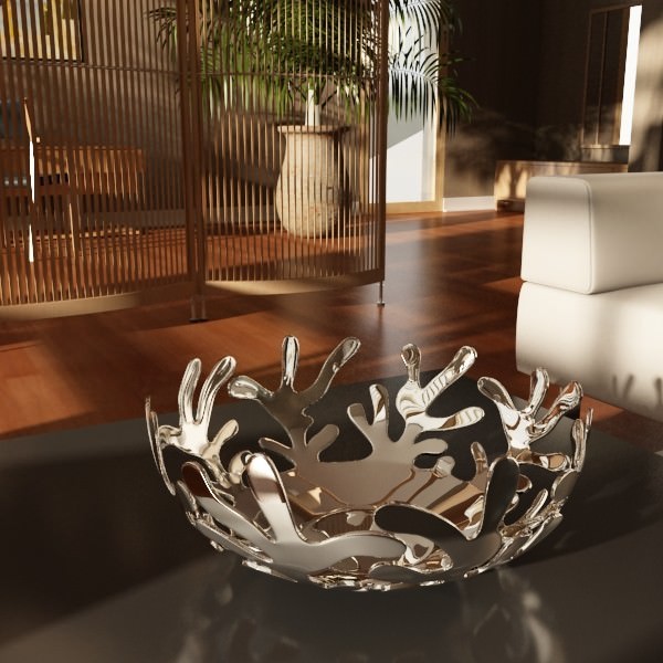 Green Apples in Decorative Metal Bowl 3D model_17