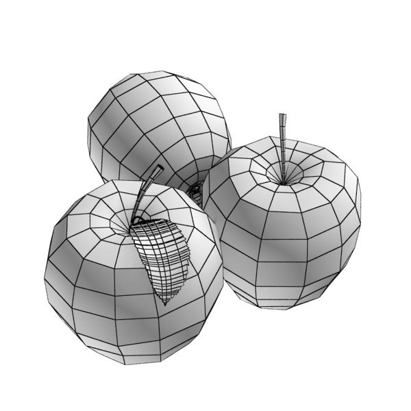 Green Apples in Decorative Metal Bowl 3D model_14