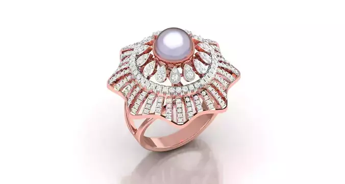 Solitaire Engagement Wedding Ring Cluster Flower Pearl Ring