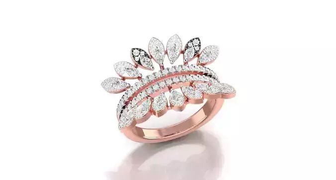Solitaire Engagement Wedding Ring Cluster Flower Ring 3D print model