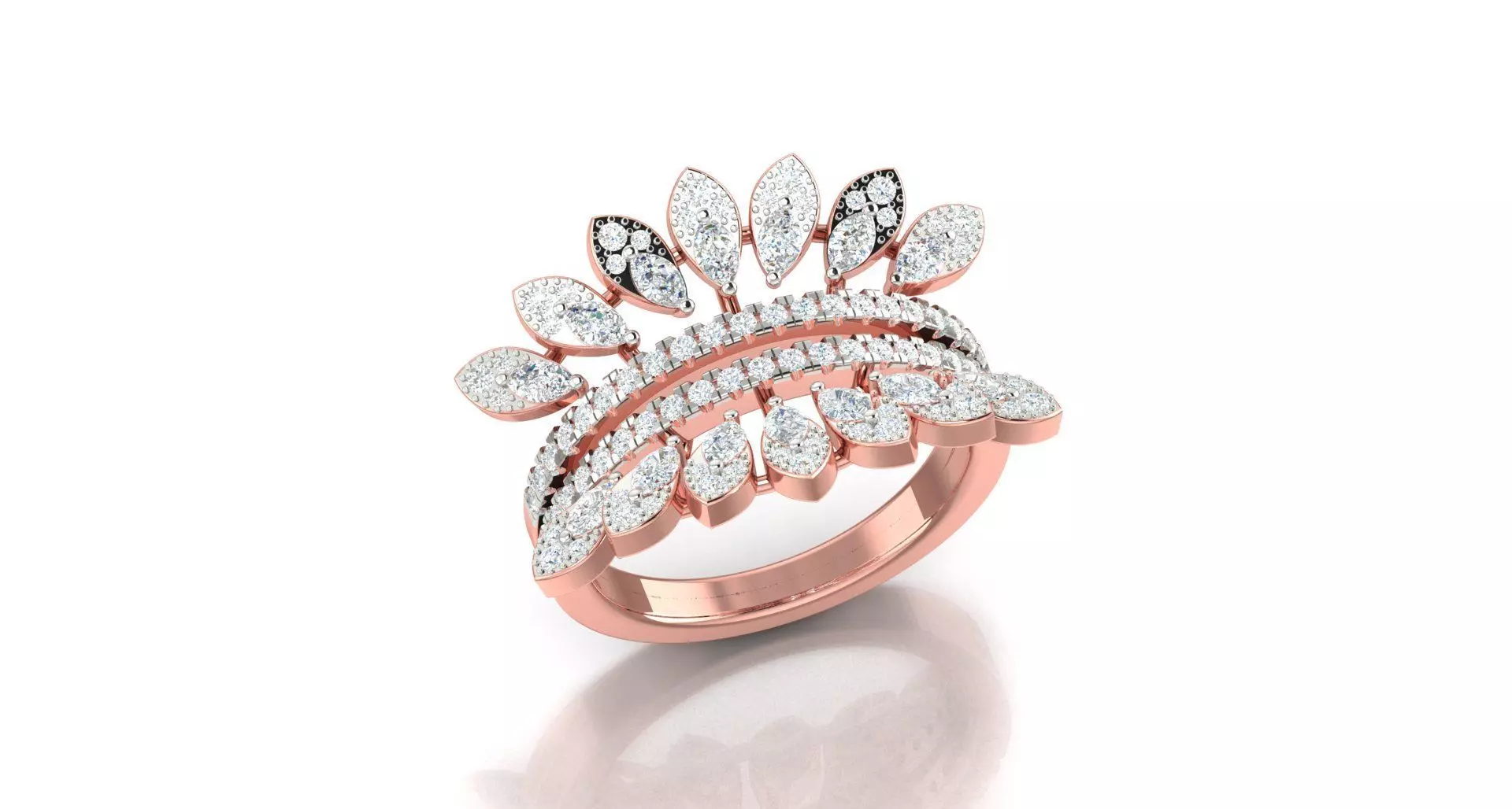 Solitaire Engagement Wedding Ring Cluster Flower Ring 3D print model_0