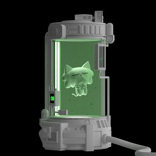 capsule lab cat Low-poly 3D model