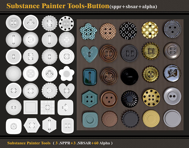 Substance Painter Tools-Button -SBSAR-SPPR-Alpha 3D model