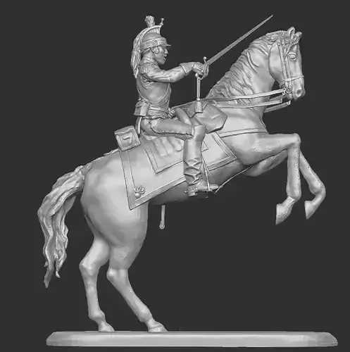 Napoleon cuirassier on prancing horse launching the attack 3D print model