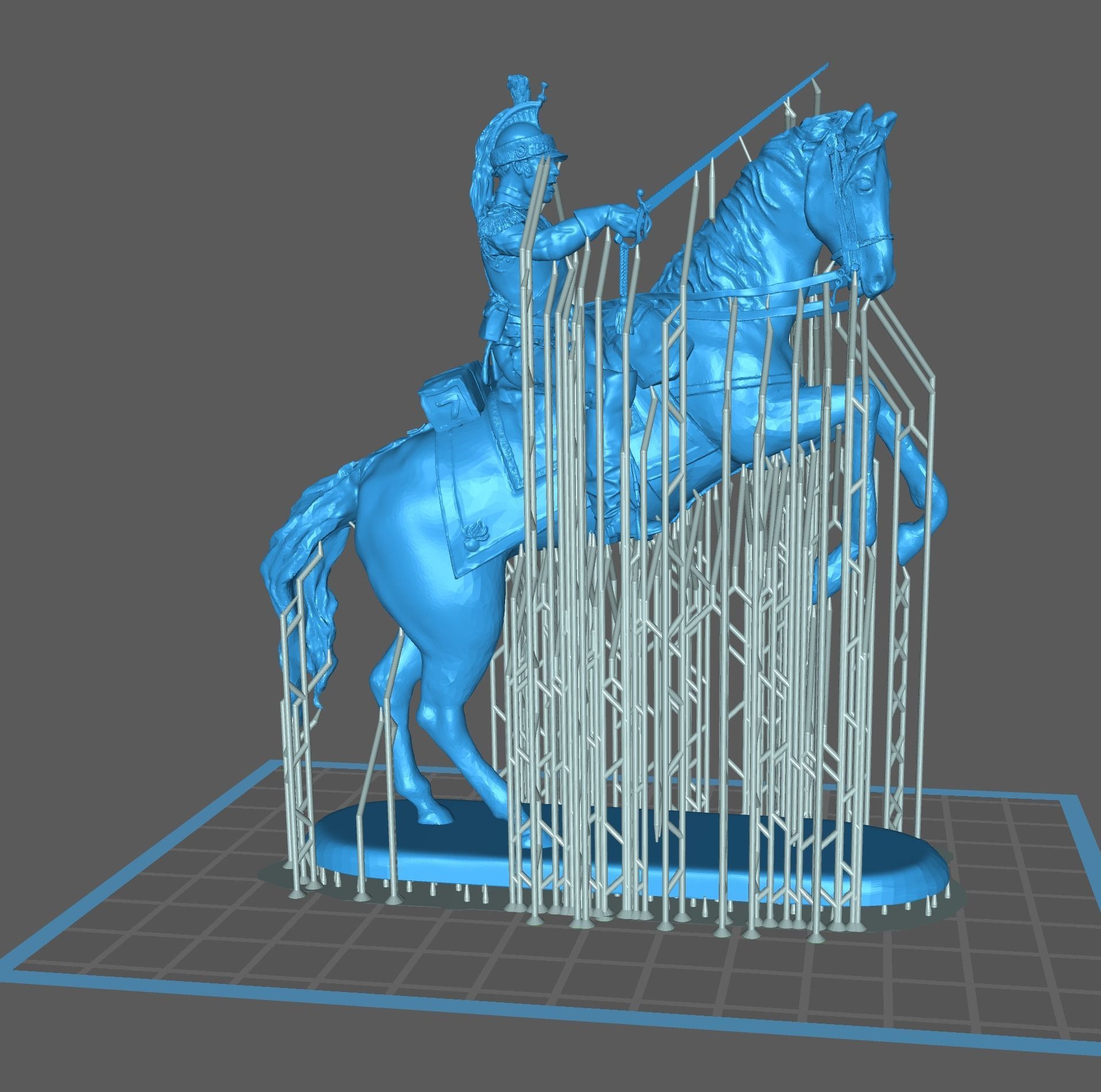Napoleon cuirassier on prancing horse launching the attack 3D print model_5