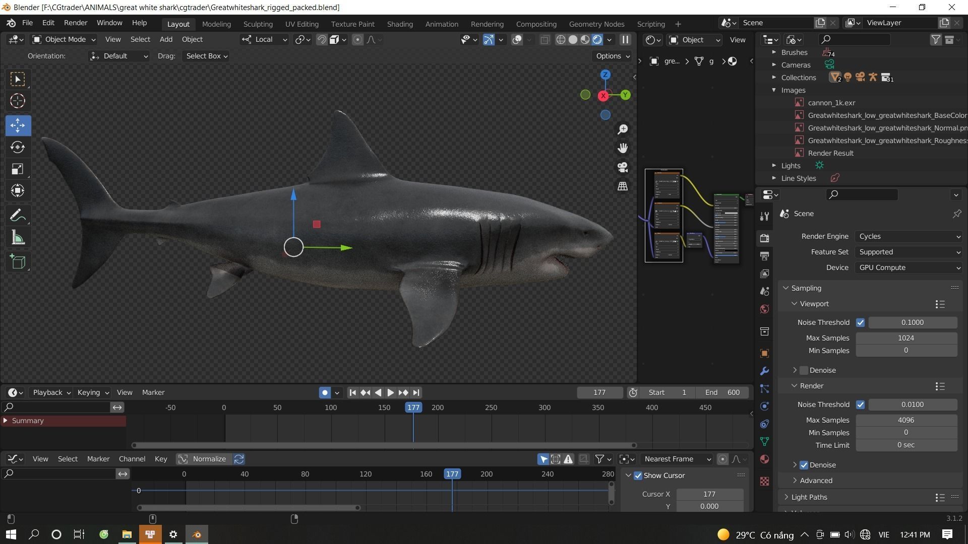 Great white shark Low-poly 3D model_16