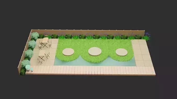 3D garden illustration  of farm house