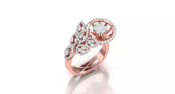 Solitaire Engagement Wedding Ring Cluster Flower Ring