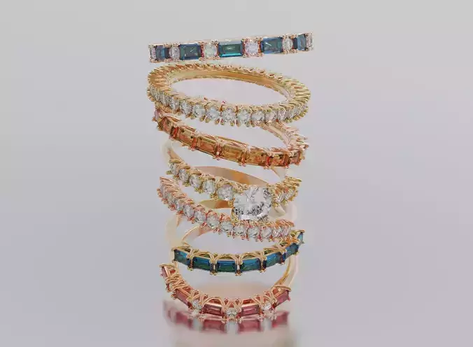Ring  Bands 3D Model Collection