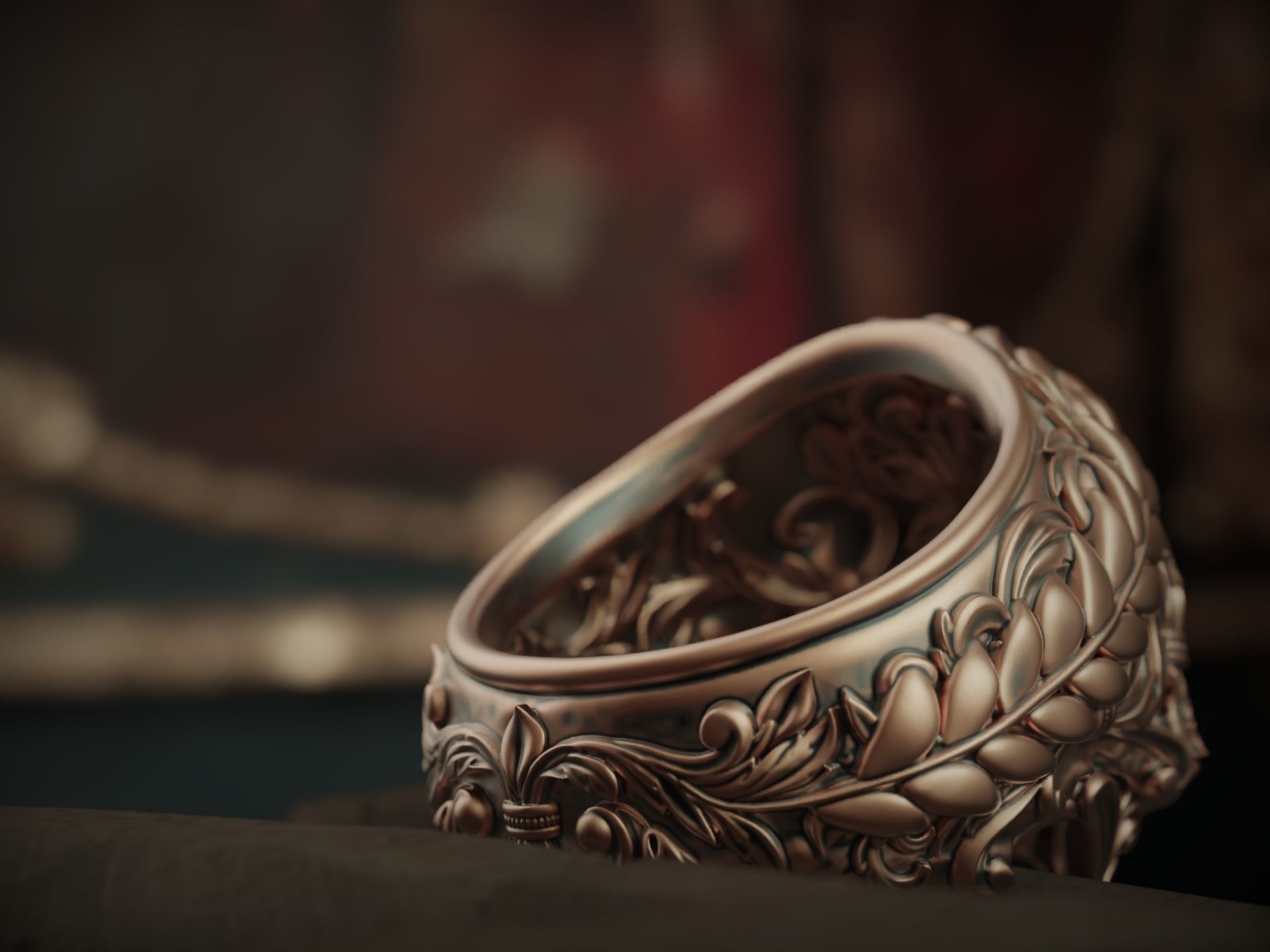 Skull Ring Baroque 3D print model_4