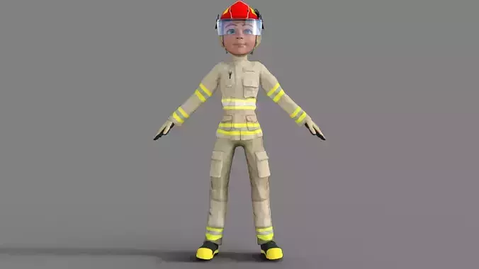 Cartoon Firefighter 3D Model
