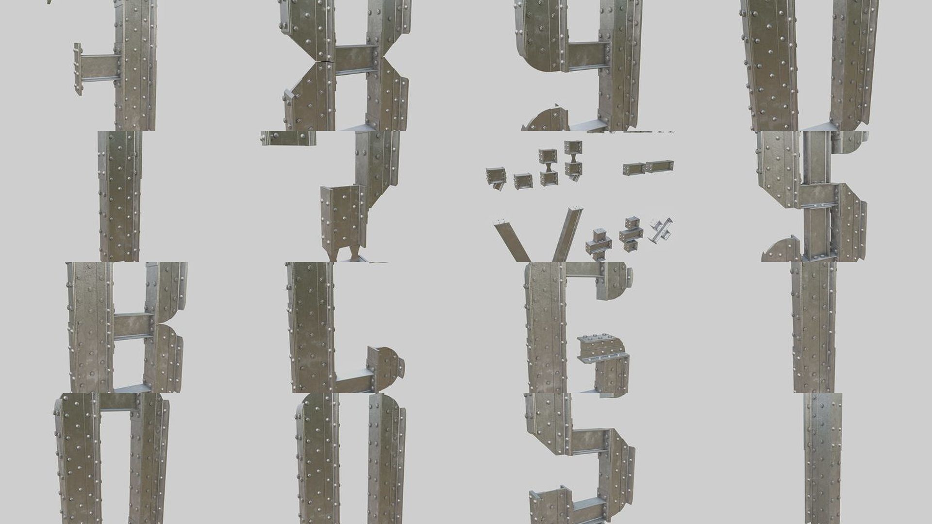 Steel Construction Letters And Numbers Collection _3