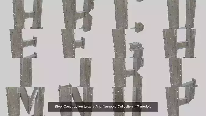 Steel Construction Letters And Numbers Collection