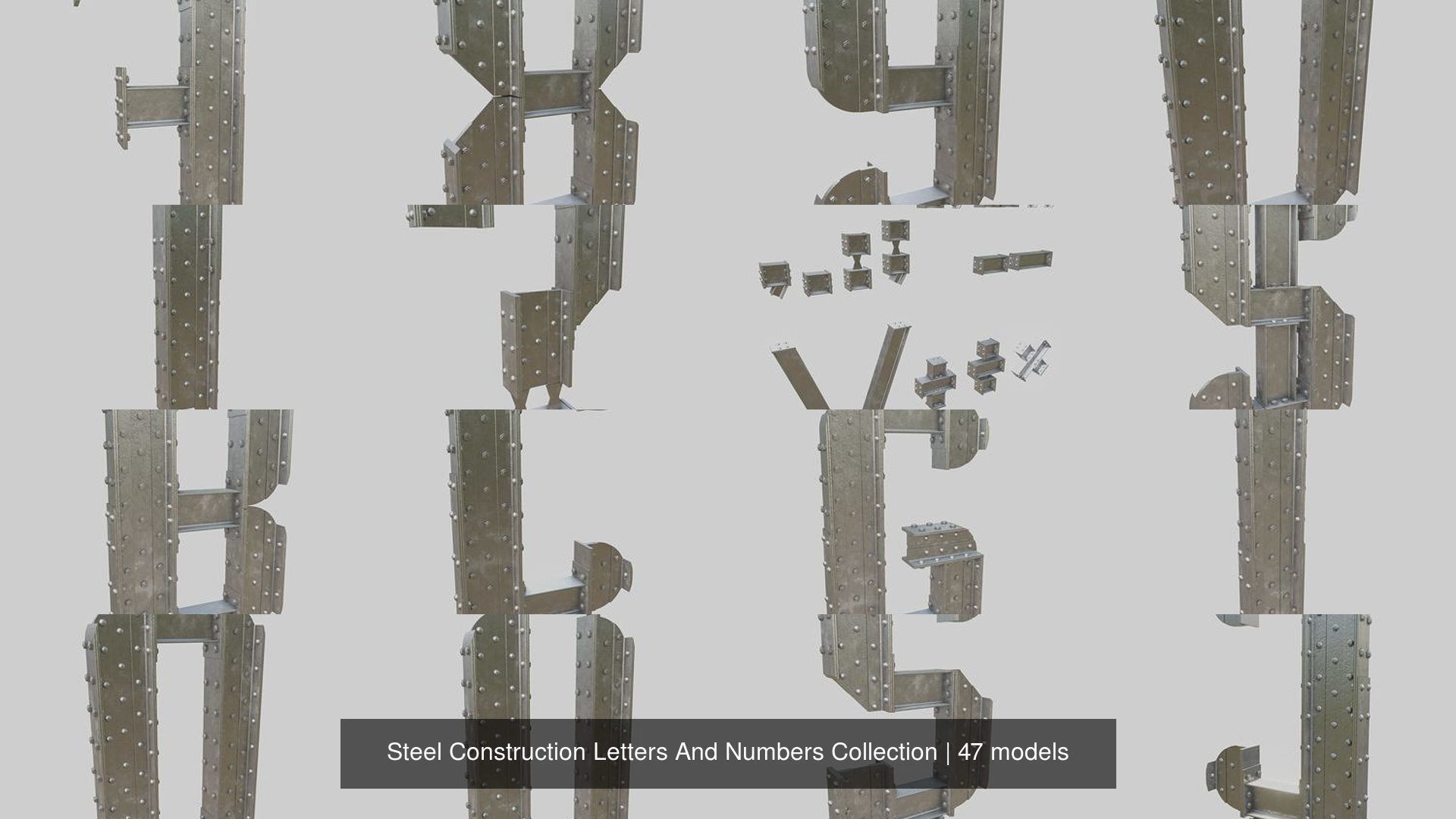 Steel Construction Letters And Numbers Collection _4