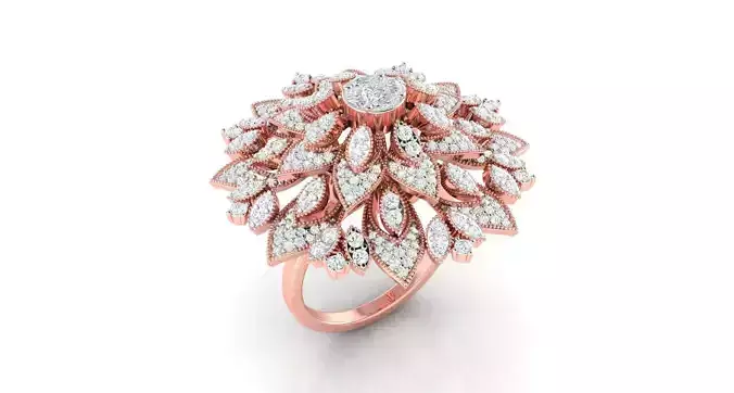 Solitaire Engagement Wedding Ring Curve Band Flower Ring