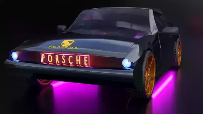 porsche car low poly 3d model