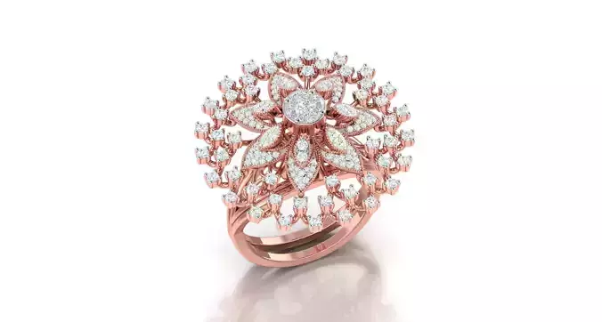 Solitaire Engagement Wedding Ring Curve Band Flower Ring