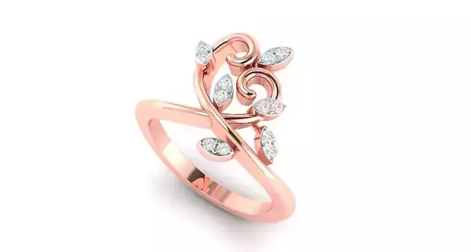 Solitaire Engagement Wedding Ring Curve Band Flower Ring
