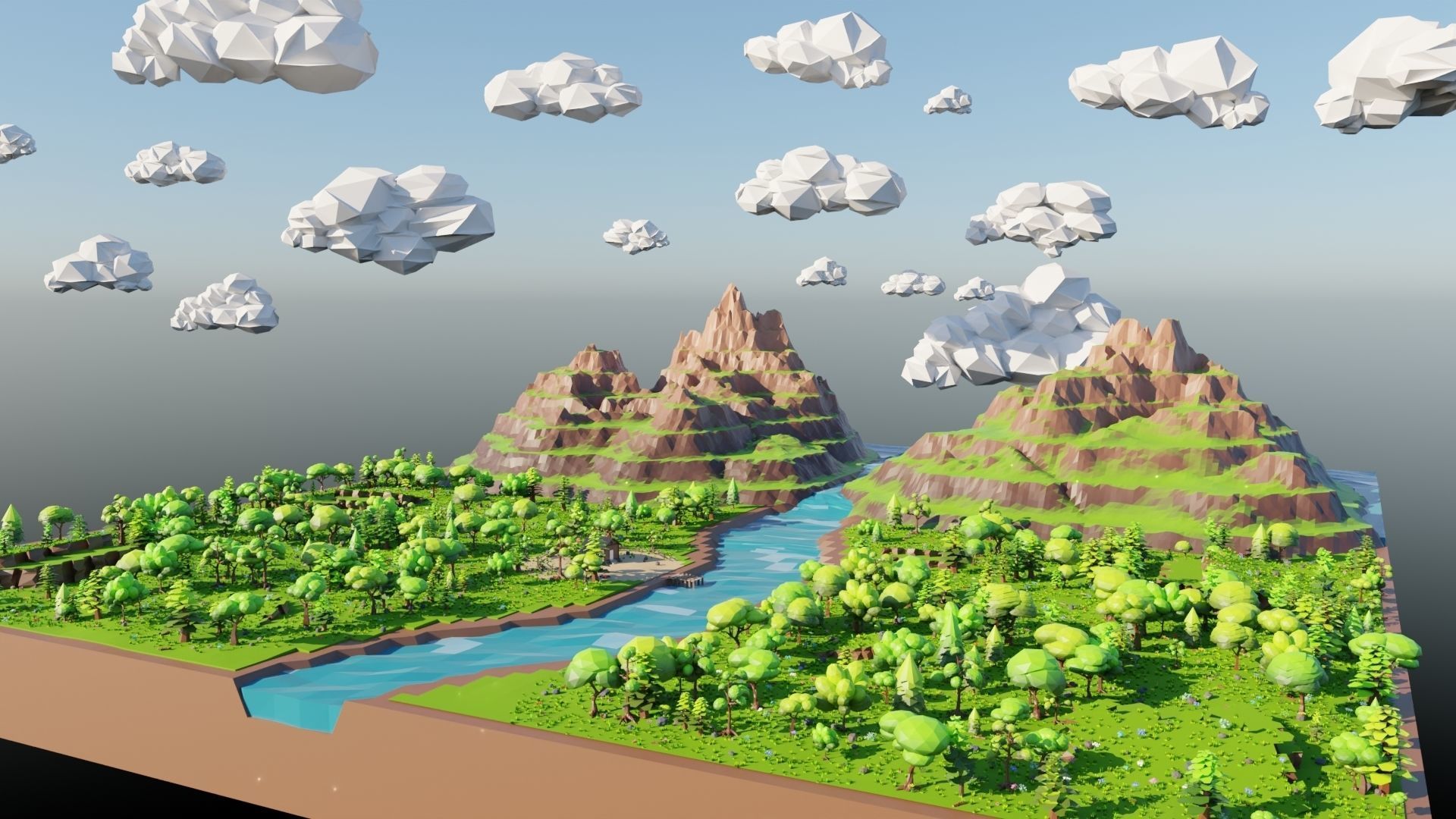 Mountain River Scene 3D model_6