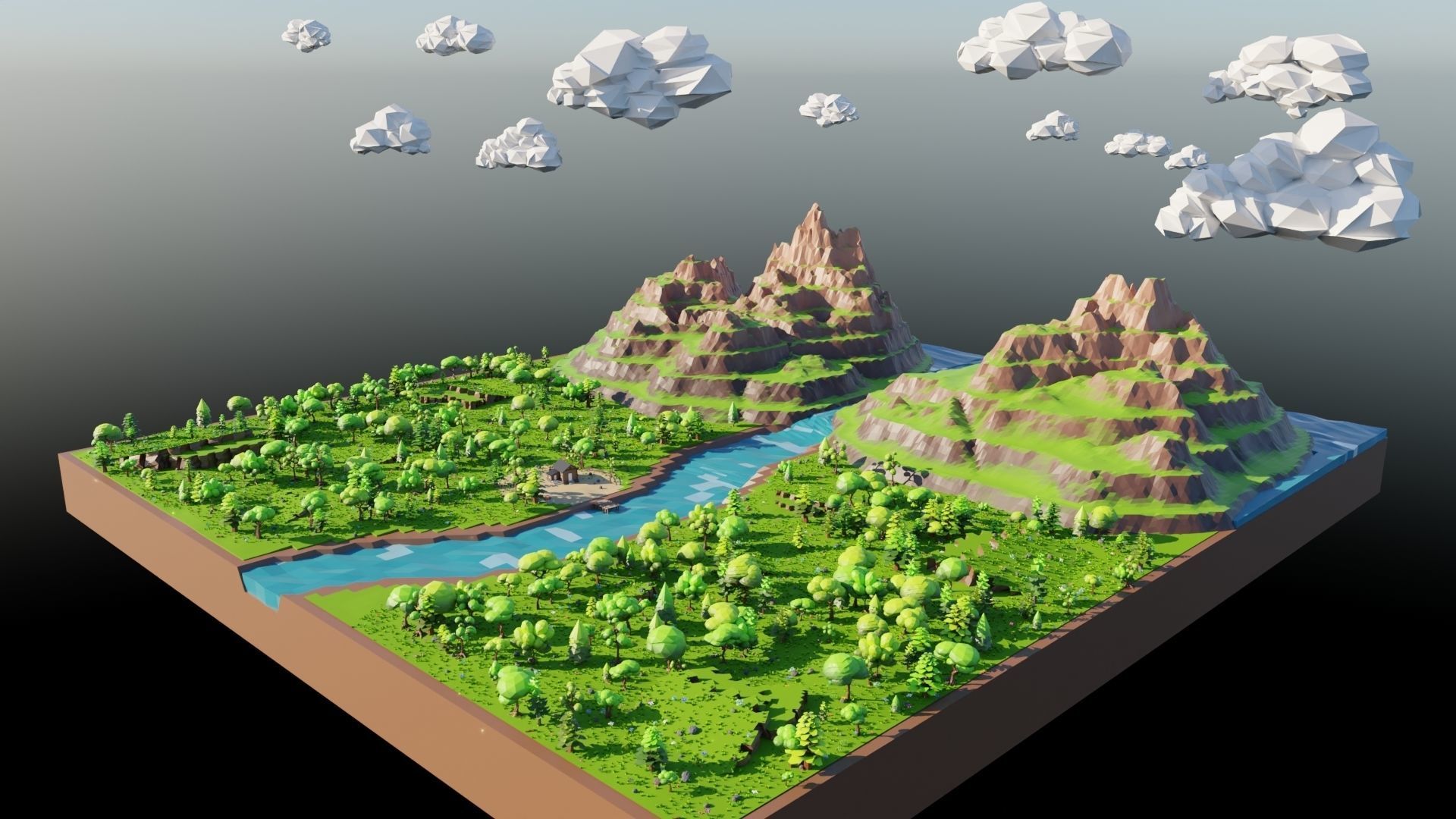 Mountain River Scene 3D model_16