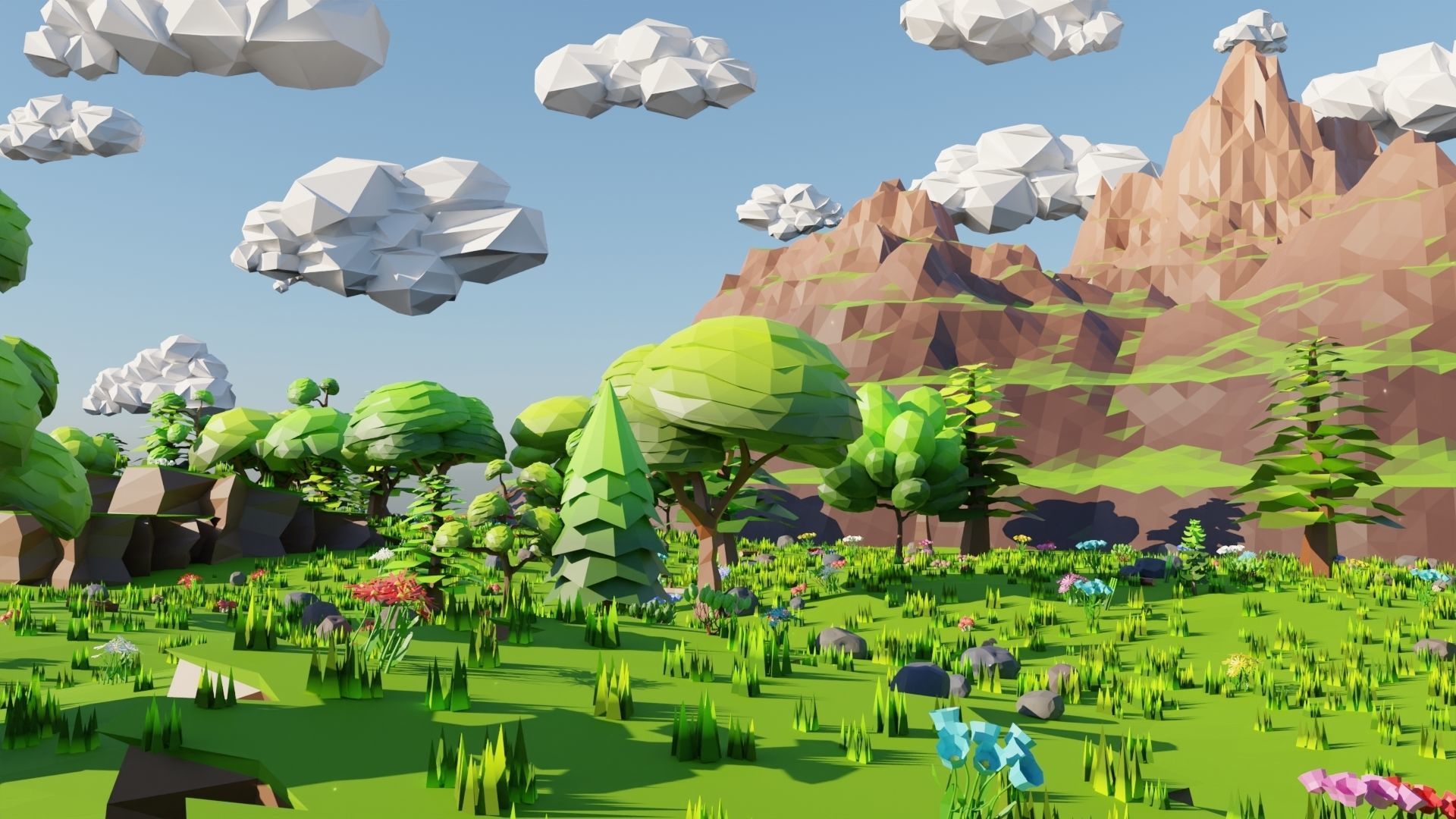 Mountain River Scene 3D model_4