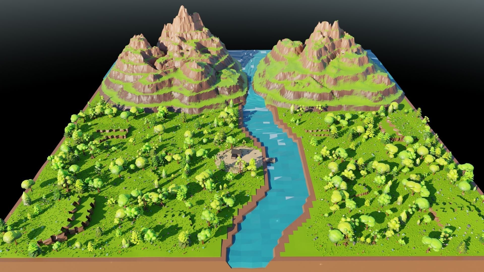 Mountain River Scene 3D model_14