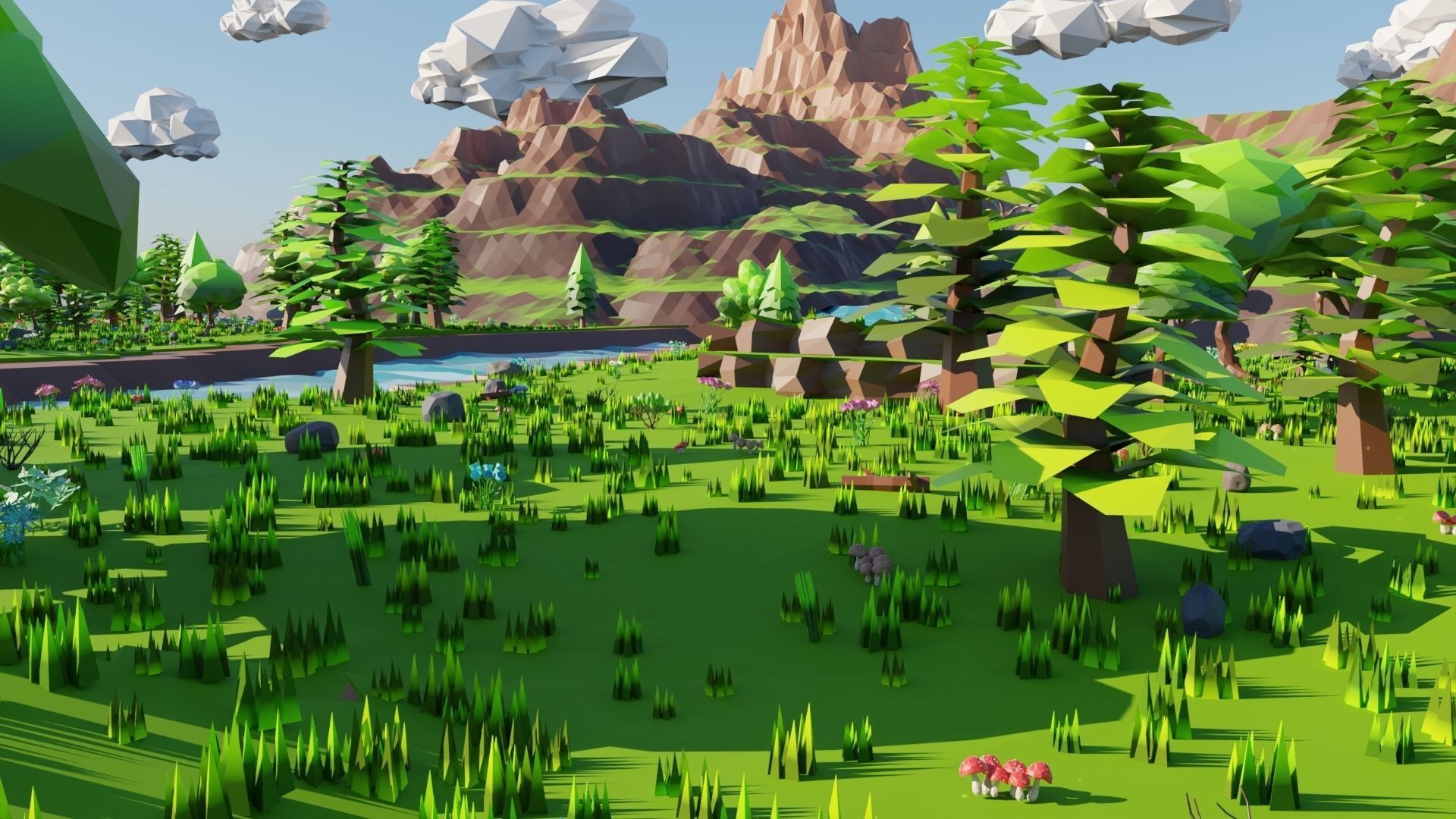 Mountain River Scene 3D model_8