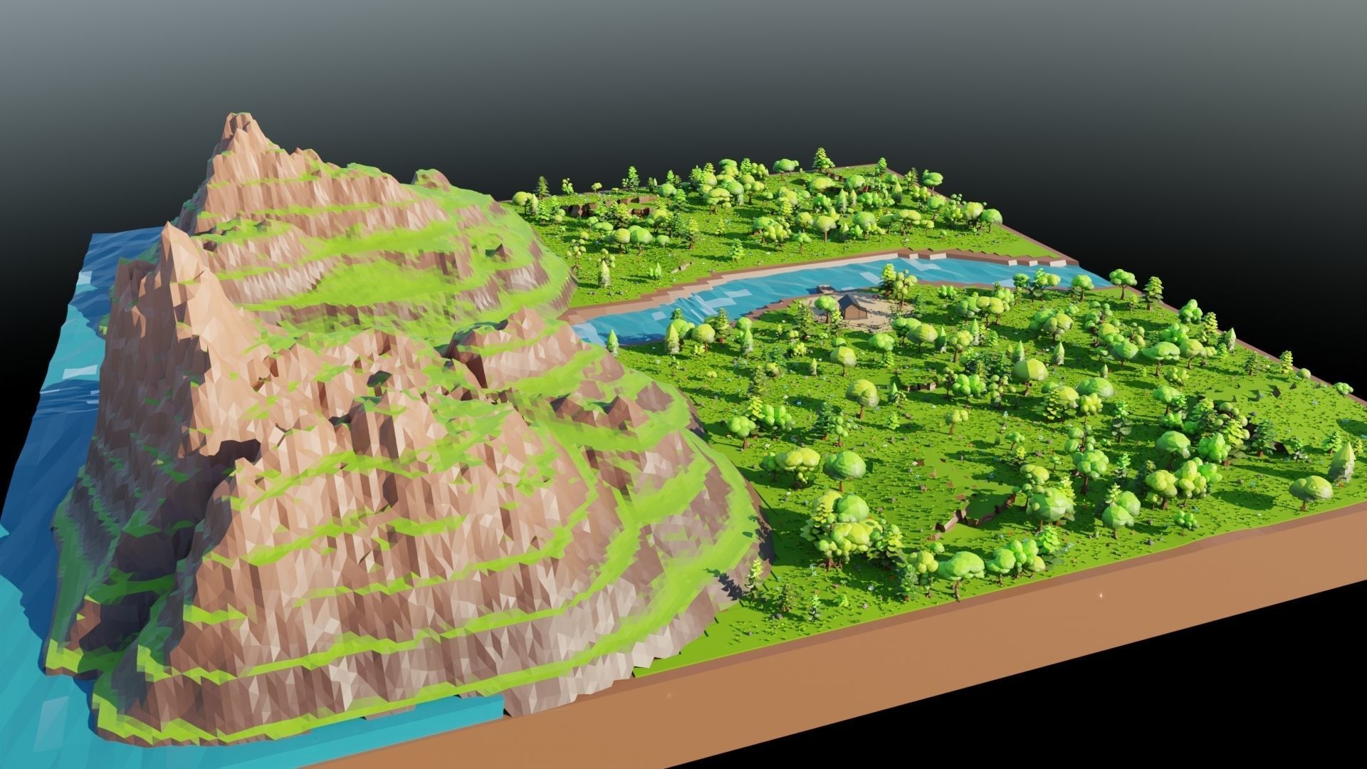 Mountain River Scene 3D model_13