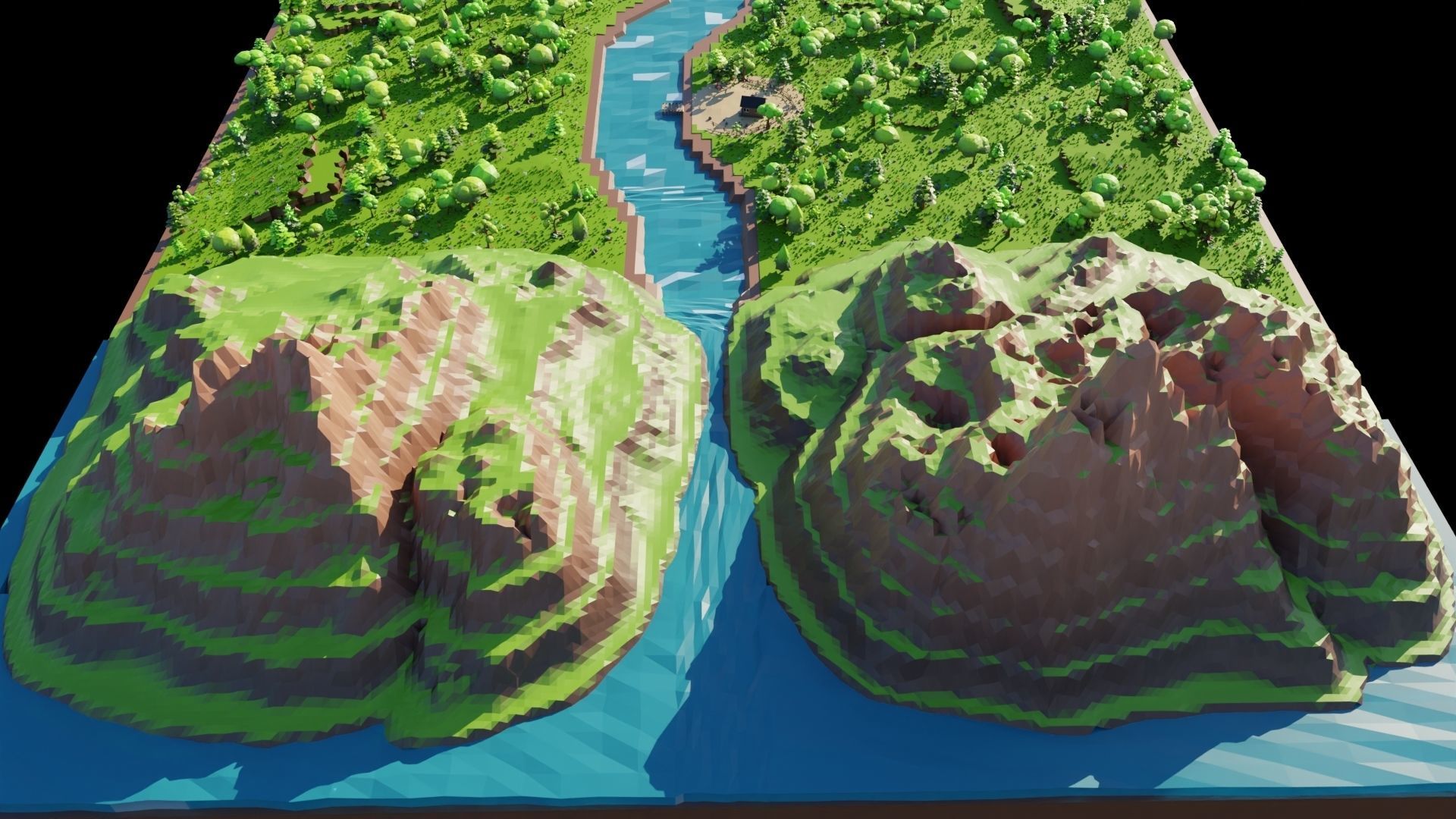 Mountain River Scene 3D model_12